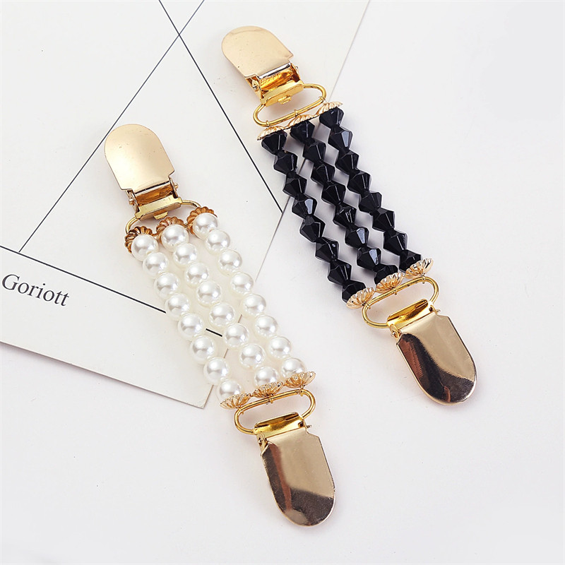 【 Yunyuan 】 Chân Áo Len Ngọc Trai Vàng Cho Nữ Bộ Kim Cương Thời Trang Áo Cardigan Thắt Lưng Nút Khăn Choàng Kẹp Trâm Phụ Kiện