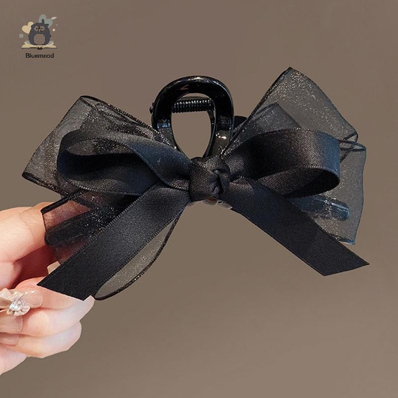 [Bluemood] Kẹp Tóc Lưới Nơ Móng Vuốt Kẹp Tóc Lớn Nơ Kẹp Tóc Barrettes Cho Đuôi Ngựa Phụ Kiện Tóc Mới