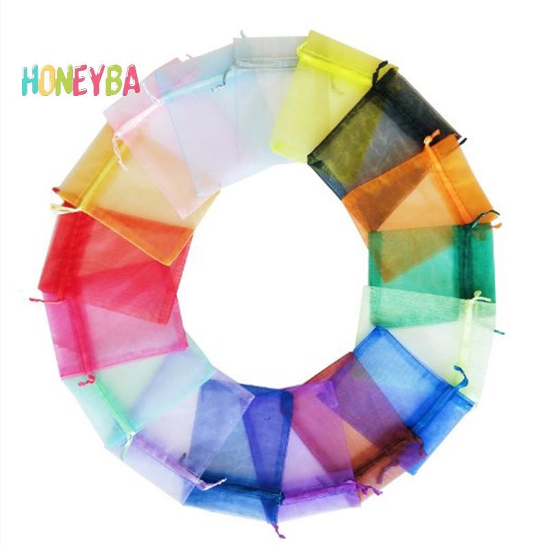 < Honeyba > 100 Chiếc Quà Tặng Giáng Sinh Cưới Có Thể Vẽ Được Túi Organza Trang Sức Bao Bì Màn Hình Hiển Thị