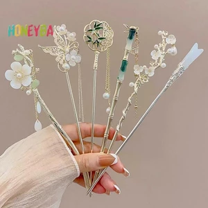 < Honeyba > Kẹp Tóc Trung Quốc Cổ Điển Dành Cho Nữ Ngôi Sao Hoa Tươi Handmade Kẹp Tóc Quyến Rũ Phụ Kiện Trang Sức Đồ Trang Trí Tóc