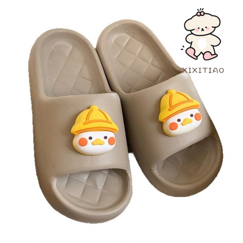 Xixitiao Mùa Hè Dễ Thương Màu Vàng Vịt Vui Nhộn Dép Nam Nữ Nhà Phòng Tắm Tắm Thoải Mái Dép Cặp Đôi