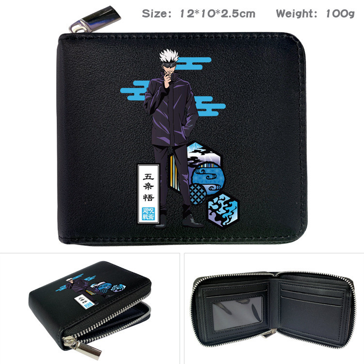 2025 Jujutsu Kaisen Gojo & Itadori Ví PU Zip Bifold Ví đựng tiền xu có in hình Anime