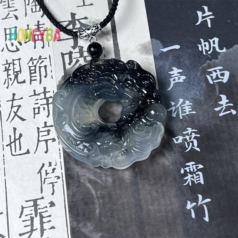 < Honeyba > Vòng cổ mặt dây chuyền rồng Phượng hoàng phong cách Trung Quốc dành cho nữ Cô gái May mắn trừ tà tà tà linh an toàn Vòng cổ quyến rũ tốt lành
