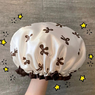Mũ Tắm Trùm Tóc Chống Nước 2 Lớp Mũ Trùm Tóc Mũ Trùm Đầu Tắm Họa Tiết Nơ Thanh Lịch Co Giãn Tốt NGÓI HOME - MT01