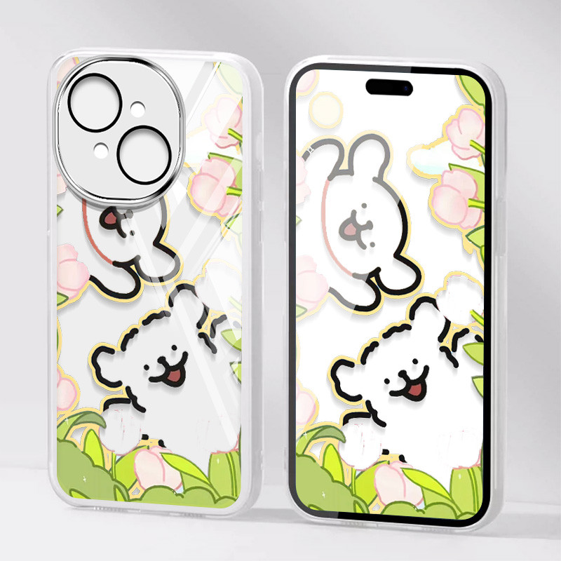 YBD Tulip Line Puppy Ốp Điện Thoại ITEL A50C Tecno Spark Go 1S Spark Go 1 Tecno POP 9 4G Spark Go 2025 KL4h Dây Treo Macaron Trong Suốt