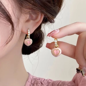 Bông Tai Bạc Sterling Bông Tai Hồng Tình Yêu Đào Bông Tai Nữ 2026 Nhẹ Nhàng Ngọt Ngào Sang Trọng Bông Tai Cao Cấp