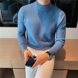 Áo Len Nam Nửa Cổ Rùa Xuân Thu Mới Mặc Bên Trong Cao Cấp Kết Cấu Thời Trang Cổ Giữa Dệt Kim Đáy Áo Sơ Mi