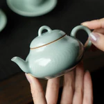 Tianqing Ru Kiln Họa Tiết Màu Đen Ấm Trà Gốm Nồi Đơn Hộ Gia Đình Kung Fu Ấm Trà Nồi Cổ Hộp Quà Tặng [A941] — ảnh 1
