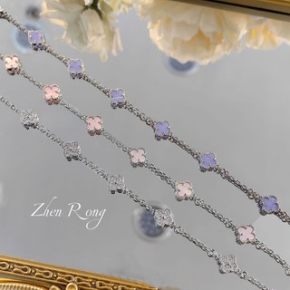Châu Âu Mỹ ins Phong Cách Mới Mini Hồng Fritillary Sáu Hoa Bốn Lá Vòng Tay Cỏ Ba Lá Nữ