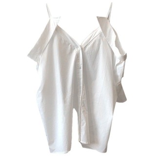 Áo Sơ Mi Size Lớn Nữ Áo Sơ Mi Trắng Nữ Thời Trang Phong Cách Phương Tây 2025 Mùa Hè Một Vai Sling Quần Áo Gợi Cảm Ngoài Vai Áo Máy Nhỏ Cao Cấp Kích Thước Vừa Lớn Nữ Cổ Chữ v Áo Nữ