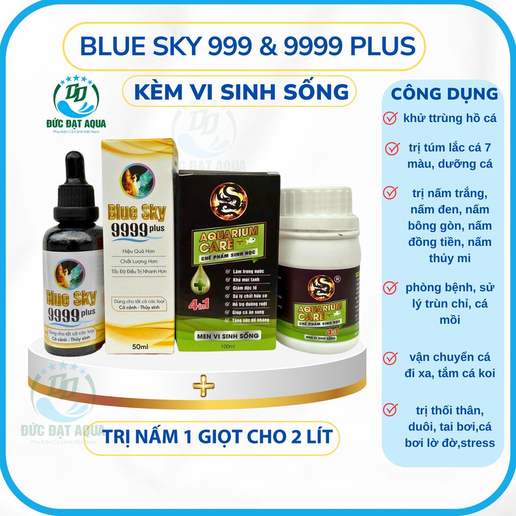 blue sky plus 999 & 9999 10ml, 50ml. 100ml Tặng 1 chai Vi Sinh Aquarium Care 50ml, 100ml, 250ml 2