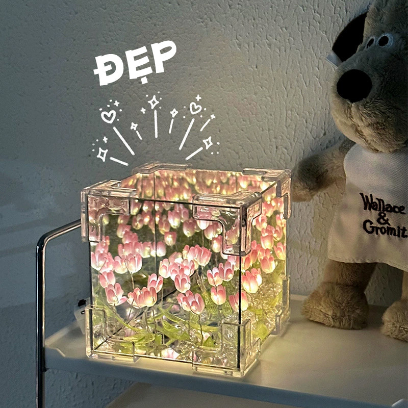 【SKISOPGO】Đèn Hoa Tulip Tự Lắp Ráp 10*10cm, DIY Hình Khối Rubik Dễ Thương, Làm Quà Tặng Dễ Thương