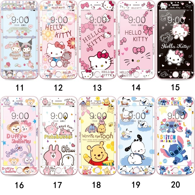 Kính cường lực 3D Phim hoạt hình Kính cường lực bảo vệ toàn diện 4,7 5,5 inch cho iphone 4 4s 5 5s se 6 6s 7 8 plus se2 se3