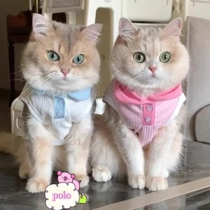 Quần Áo Cho Chó Mèo Mùa Hè Mỏng Chống Rơi Áo Vest Thoáng Khí Ve Áo Thú Cưng Tương Phản Áo Sơ Mi Polo