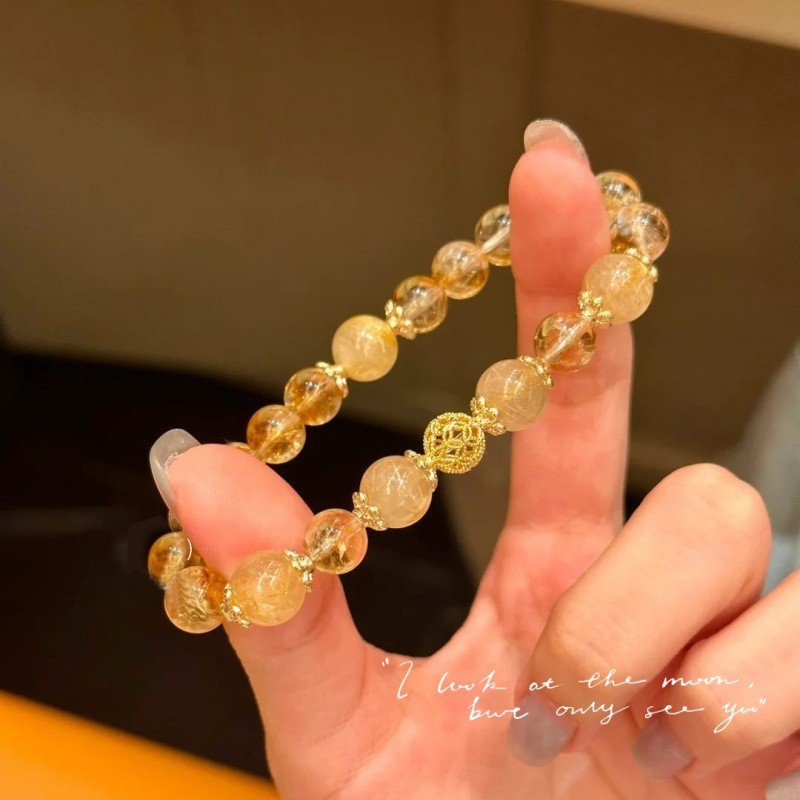 Vòng tay pha lê tự nhiên đính hạt, trang trí phong thủy, phù hợp sinh nhật