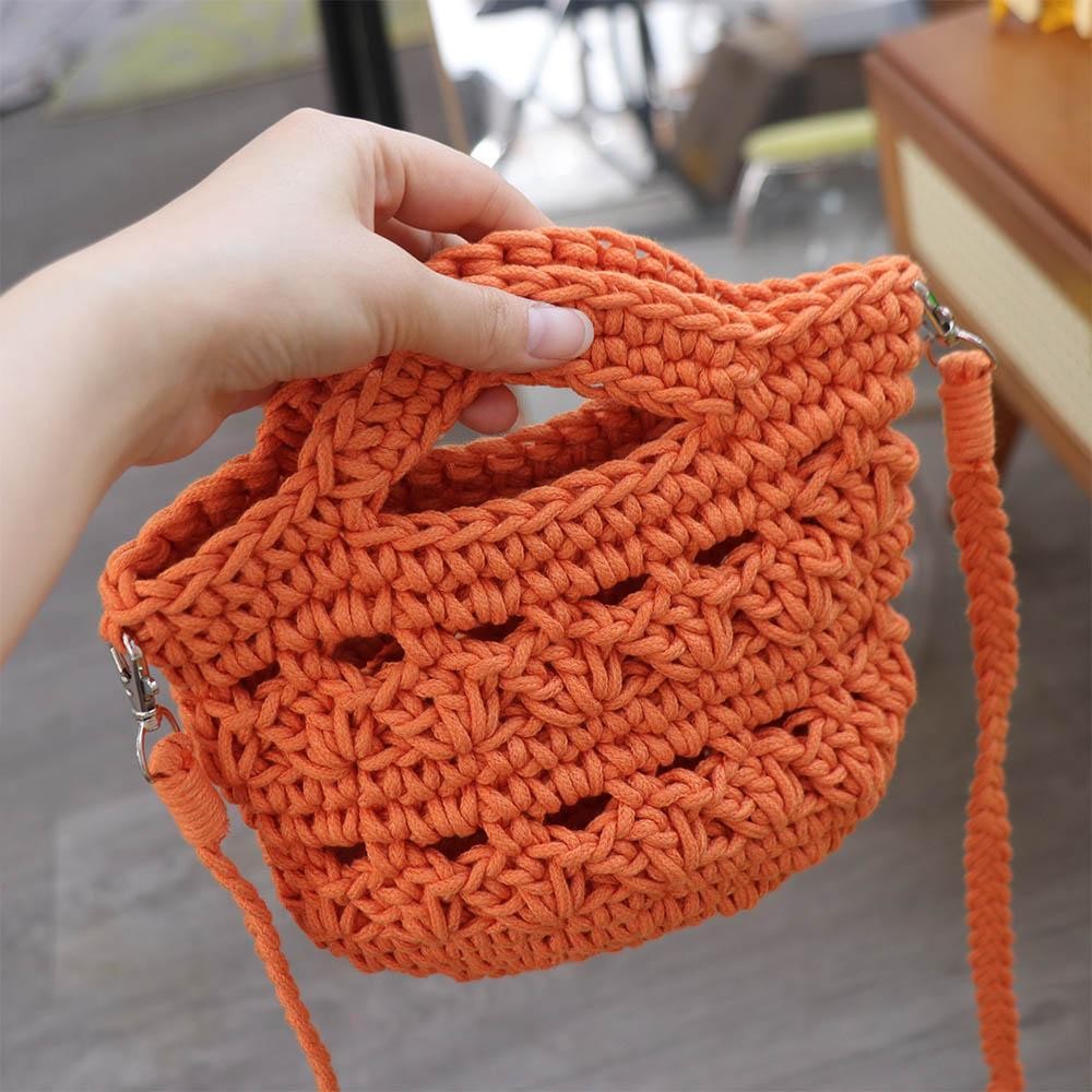 Túi đi biển dệt kim SILKPULSE, Túi đeo vai đan móc mùa hè, Túi xách nữ màu trơn phong cách Hàn Quốc dành cho nữ / bé gái