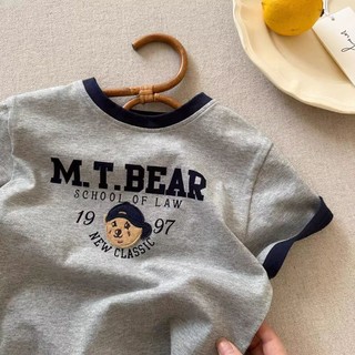Áo thun ngắn tay hình gấu trẻ em mùa hè mới bằng cotton nguyên chất cho bé trai và bé gái, áo thun màu sắc đa dạng, áo thun nửa tay hoạt hình