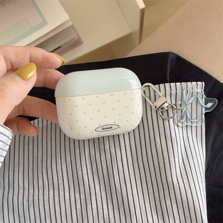Nơ chấm bi màu xanh cho AirPods 1 / 2 3 Pro Pro Pro2 pro3 Airpod4 Bộ tai nghe Vỏ bảo vệ Bluetooth không dây AirPods Pro i3 i4 pro3 Vỏ bảo vệ tai nghe
