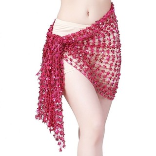 CLI Nữ Kim Sa Lấp Lánh Quấn Mini Váy Bụng Khiêu Vũ Lấp Lánh Khăn Hông