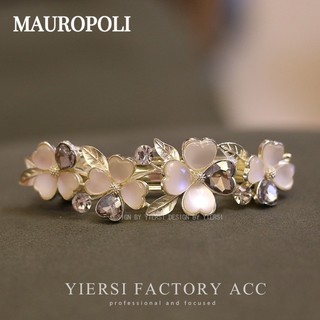 Mauropoli Kẹp tóc lớn sau đầu đính pha lê hoa, kẹp ngang, phụ kiện tóc