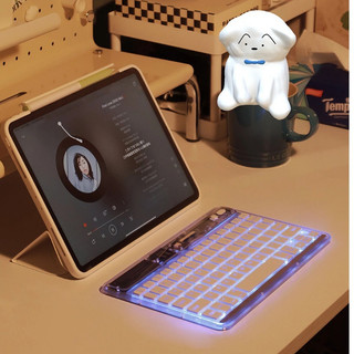 Bàn phím Bluetooth không dây có đèn nền Goojodoq có đèn LED cho máy tính xách tay Máy tính bảng Android trong suốt