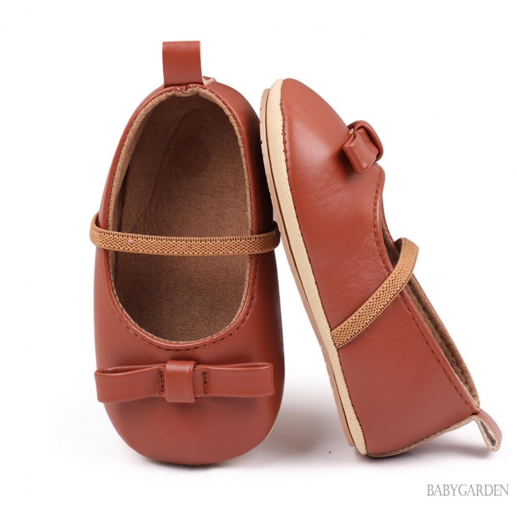 Baga-baby Girl Da PU Đế Bằng Trẻ Sơ Sinh Nơ Walker Cũi Giày