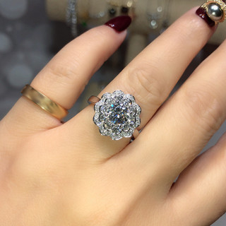 ❤ Original Hai Lớp Hoa 1 Carat Moissanite Nhẫn Nữ Trang Sức Sang Trọng