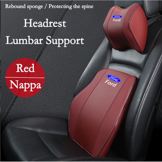 Ford Xe Cổ Tựa Đầu Gối Còn Lại Đầu Nappa Da Đệm Ô Tô Thoáng Khí Thắt Lưng Hỗ Trợ Gối Cho Xe Ford Fiesta Ranger T6 T7 T8 T9 Tập Trung Lãnh thổ Everest Ecosport Ka Focus