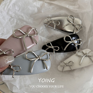 Yoing / Kim Loại Phong Cách Nơ Da Tóc Nổ Bên Phụ Kiện Tóc Kết Cấu Cao Cấp Phong Cách Mới