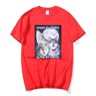 Human By Chance Alpha By Choice Alpha Wolf In Áo nam Cotton Dạo Phố Áo Thun Thể Dục Tay Ngắn Tee Nam Quần Áo