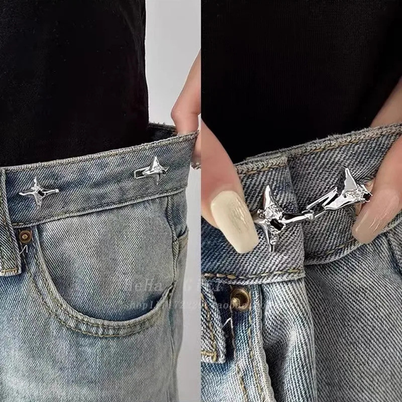 Khóa thắt lưng ngôi sao bốn cánh chéo - Thời trang, Đa năng - Nút thắt lưng - Dành cho quần Kẹp váy - Có thể tháo rời, Không may, Có thể điều chỉnh - Đồ trang trí quần jean - Phụ kiện thắt lưng