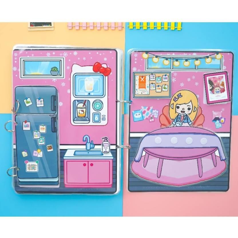 Tocaboca học liệu bóc dán thông minh Montessori ngôi nhà blackpink đồ chơi búp bê bằng giấy ép nhựa cao cấp h06 Giấy in