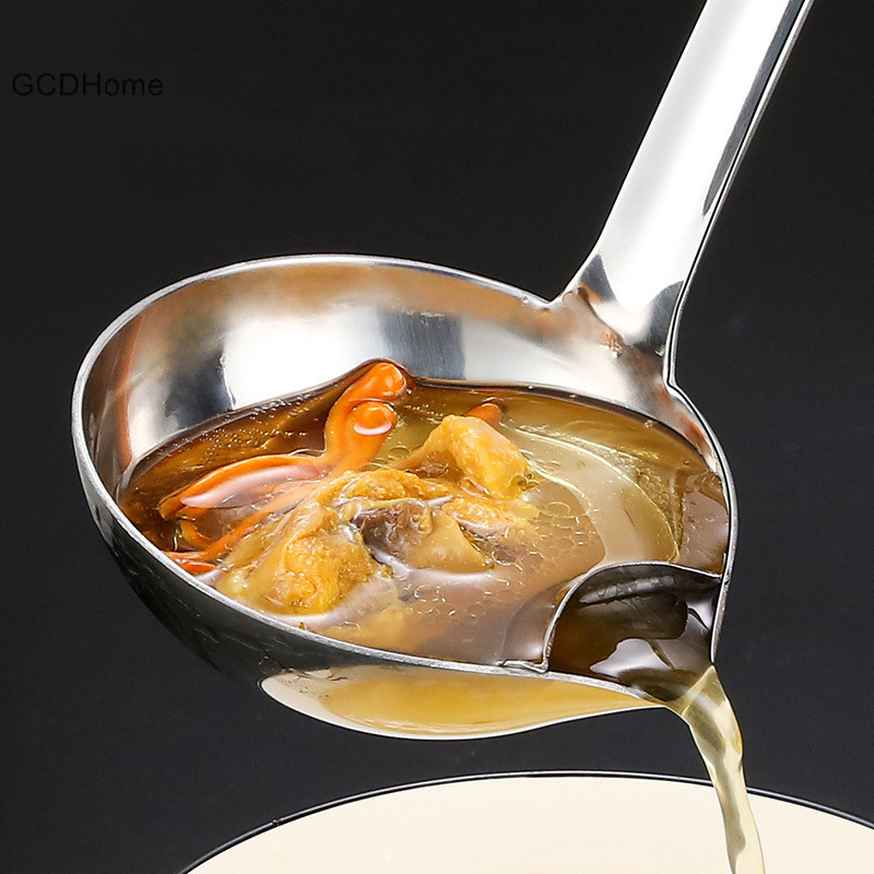 Gcdhome Dụng cụ tách mỡ súp bằng thép không gỉ Nhàn rỗi Skimmer Muỗng súp Sàng HOT