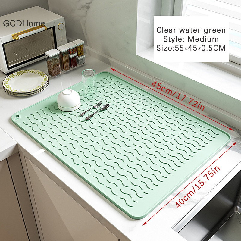 Gcdhome Silicone Dish Sấy Thảm Chịu Nhiệt Có Thể Gập Lại Chống Trơn Trượt Đĩa Thoát Thảm Nhà Bếp Mặt Bàn Nhỏ Giọt Khay Bồn Rửa Miếng Lót HOT