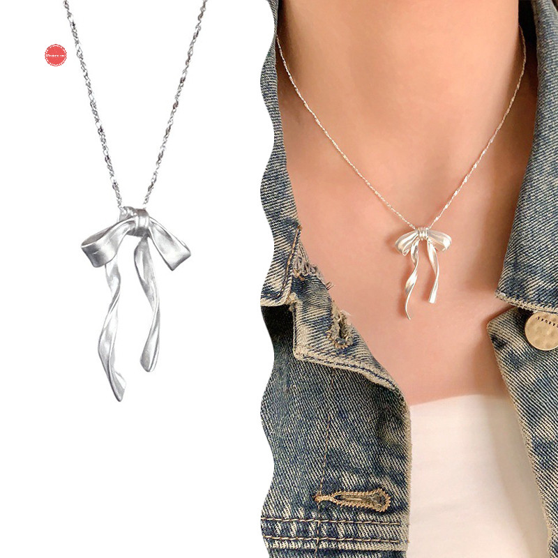 Diễu Hành Bạc Thanh Lịch Nơ Mặt Dây Chuyền Vòng Cổ Xương Đòn Dây Chuyền Thời Trang Trang Mỹ Phụ Kiện Trang Sức Cho Tiệc Cưới Nữ Bé Gái Quà Tặng VN