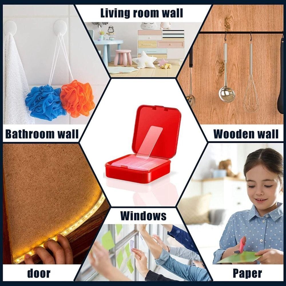 HAPPYNOOK 60 Cái / 120 Cái Keo dán hai mặt, Miếng dán tường có thể cắt có thể tái sử dụng, Băng dính không đánh dấu trong suốt có thể tháo rời