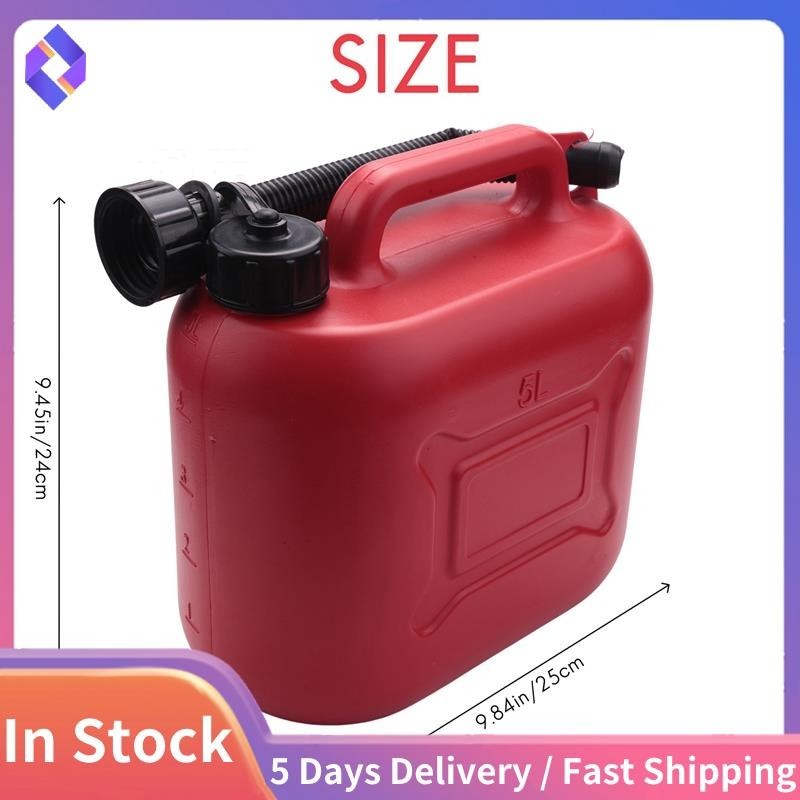 Bình Nhiên Liệu Ô Tô 5L Có Thể Dự Phòng Nhựa Xăng Gas Hộp Đựng Nhiên Liệu Chống Tĩnh Điện Có Ống Cho Xe Du Lịch