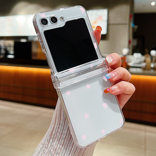 Ốp Điện Thoại Cứng Trong Suốt In Hình Trái Tim Tình Yêu Cho Samsung Galaxy Z Flip 5 Flip 4 Flip 3 5G Full Bản Lề Trong Suốt Gấp Bao Cho Samsung Z Flip5 Flip4 Flip3