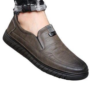 Thương Hiệu Counter Kích Thước Vỡ Da Bò Thật Đế Mềm Giày Da Nam Bố Giày Lười Slip-On All-Match Casual D
