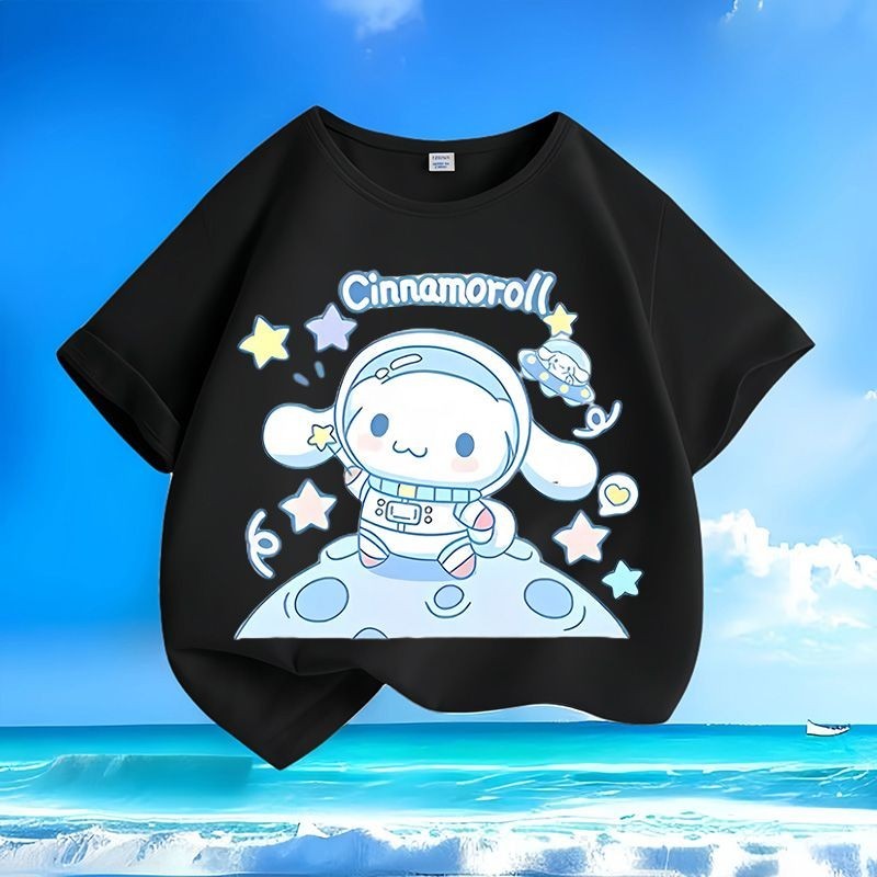 2024 Thời Trang Cinnamoroll Hoạt Hình Mùa Hè Áo Thun Trẻ Em Có Cổ Tròn Và Phong Cách Rời Phù Hợp Với Top