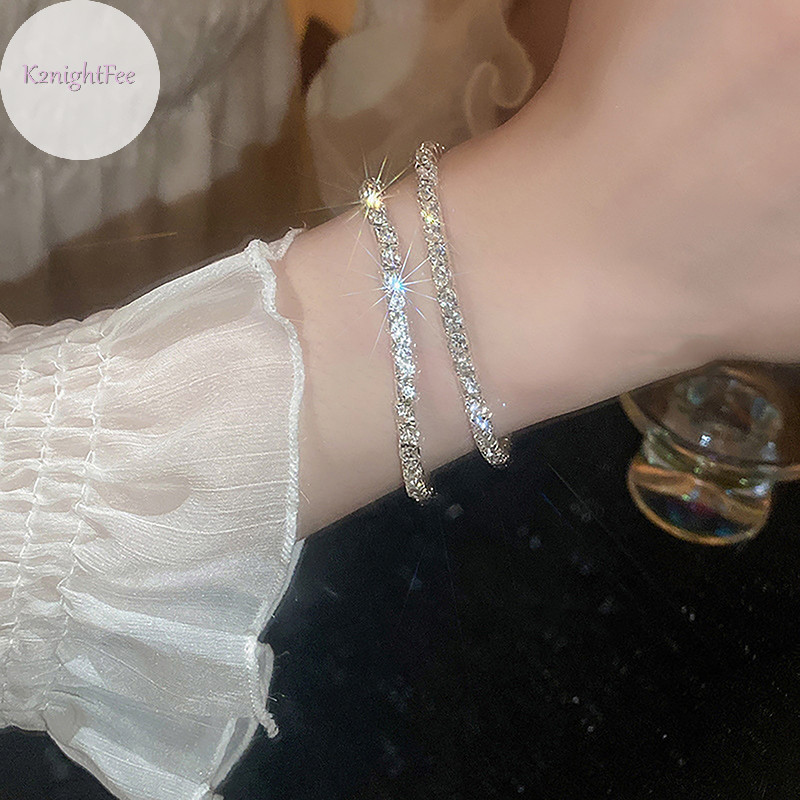 K2nightfee Thời Trang Quyến Rũ Zircon Vòng Tay Đàn Hồi Dây Xích Vòng Tay Pha Lê Có Thể Điều Chỉnh Dây Xích Vòng Tay Nữ Trang Sức VN