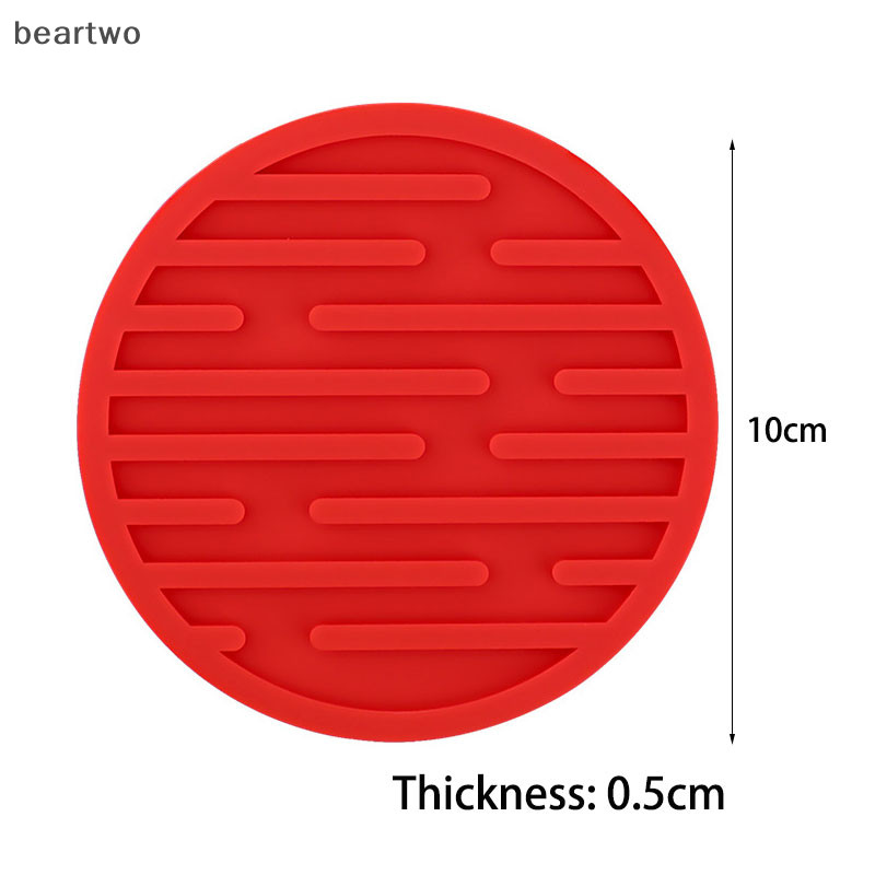 < Beartwo > Thảm silicon Chịu Nhiệt Cốc Đế Lót Ly Tròn Chống Trơn Trượt Bàn Placemat Dụng Cụ Đẹp