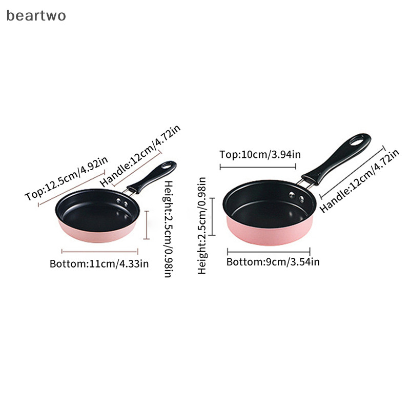 < Beartwo > Chảo rán Nồi cảm ứng tròn chống dính bằng thép không gỉ Bữa sáng Chảo trứng chiên nhỏ Tay cầm dài Tiện ích nhà bếp đẹp