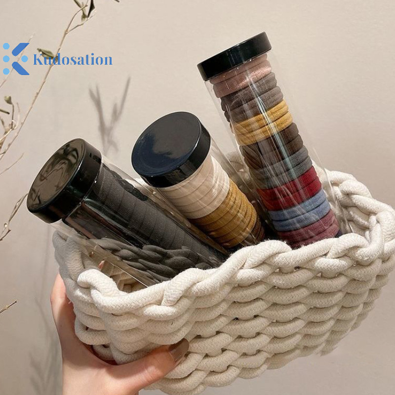 Kudosation 20 Cái / hộp Đóng Hộp Khăn Vòng Đàn Hồi Cao Liền Mạch Đơn Giản Màu Sắc Chắc Chắn Vòng Tóc Đuôi Ngựa Giá Đỡ Dây Tóc Phụ Kiện Tóc
