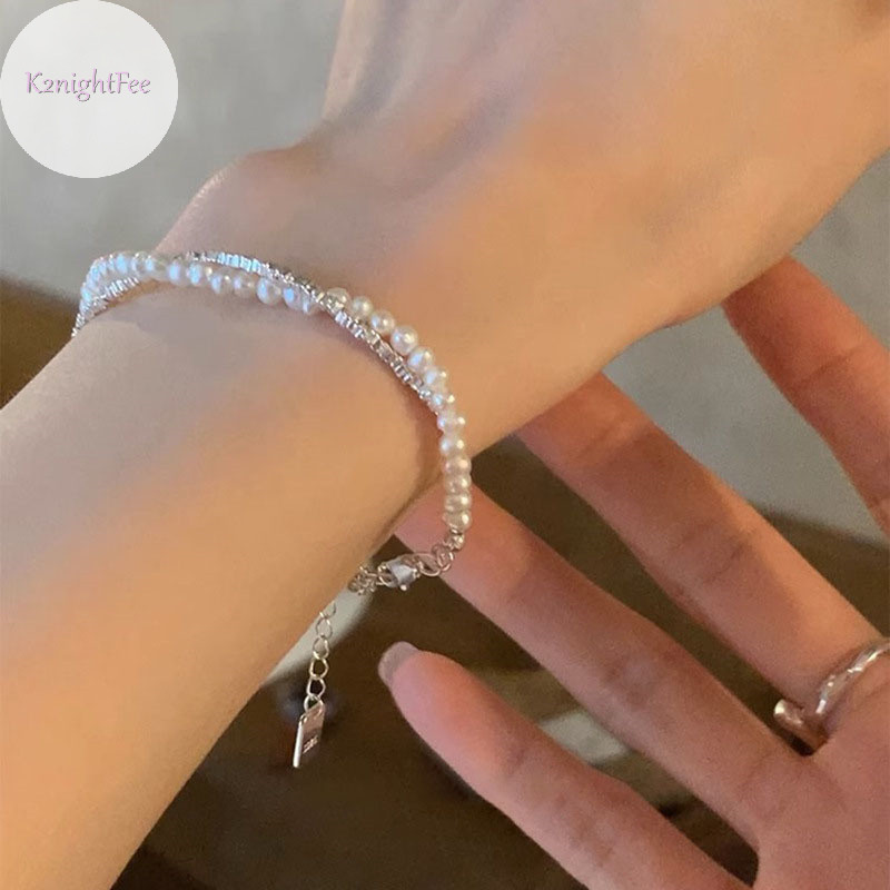 K2nightfee Vòng Tay Ngọc Trai Không Đều Hai Lớp Tinh Tế Cho Nữ Bé Gái Thời Trang Thanh Lịch Đính Hạt Dây Chuyền Trang Sức Vòng Tay Quyến Rũ Quà Tặng VN