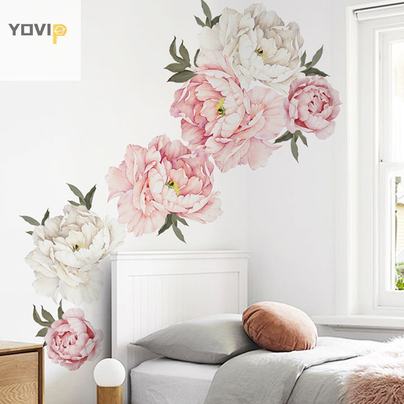 Yovip hoa mẫu đơn Dán tường trang trí tường nhà phòng khách trang trí phòng ngủ VN