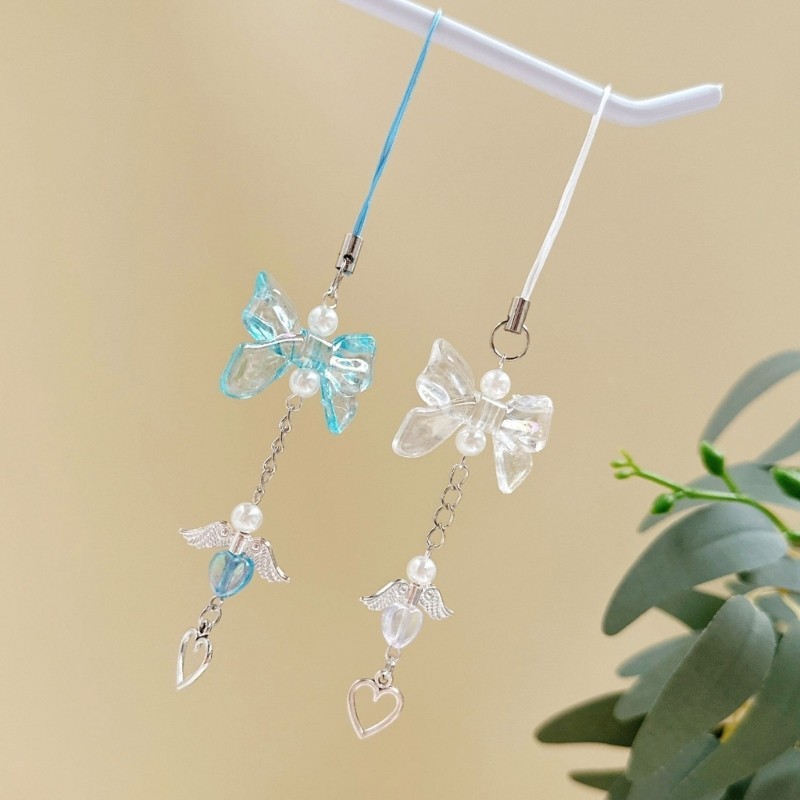 Jenniferab Trái Tim Dây Điện Thoại Thanh Lịch Quyến Rũ Dây Điện Thoại Nơ Mặt Dây Chuyền Điện Thoại Móc Khóa Túi Trang Trí Mặt Dây Chuyền Cho