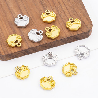 Mặt dây chuyền khóa may mắn bằng thép không gỉ Phụ kiện trang sức DIY 18k Vỏ vàng Tuổi thọ Khóa quyến rũ