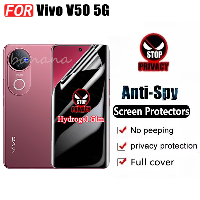 Ốp Điện Thoại Chống Sốc 3 Trong 1 Vivo V50 5G Có Nhãn Dán Sạc Không Dây Từ Tính Cho Vivo V40 Pro V40 Lite Y19S Chống Gián Điệp Mềm Riêng Tư Bảo Vệ Màn Hình Phim Hydrogel + Phim Ống Kính
