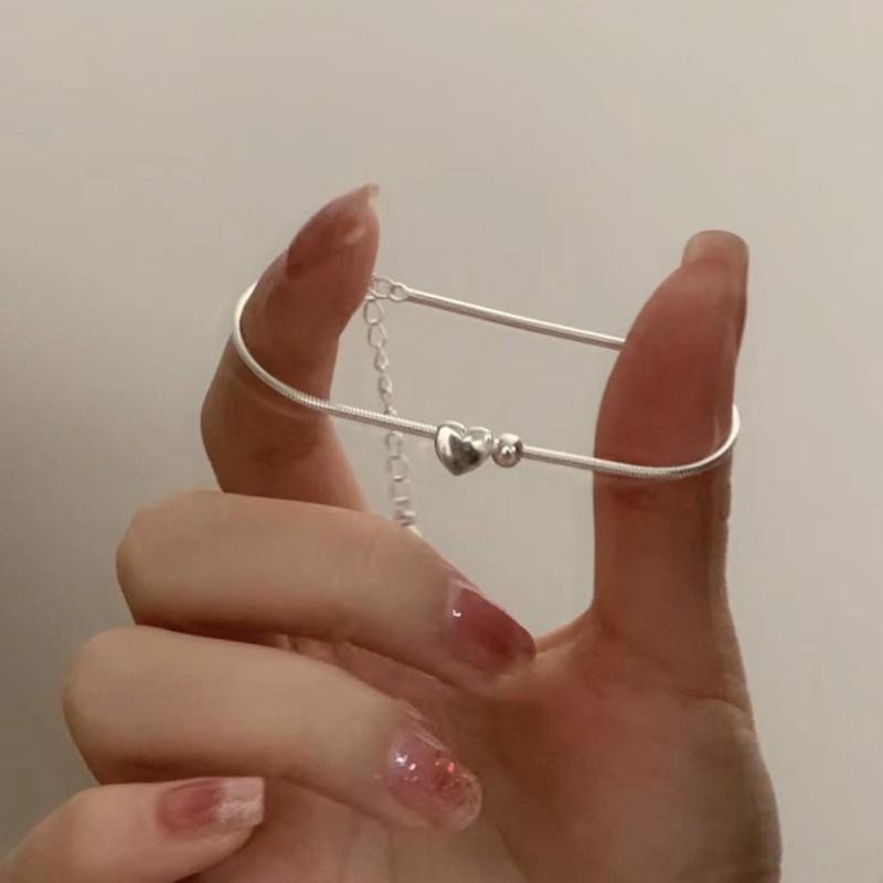 Vòng tay tình yêu bằng bạc Sterling Nữ ins Thiết kế Niche Đơn giản